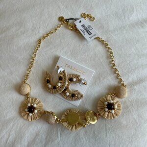 Talbot's Beaded Raffia Necklace & matching earrings